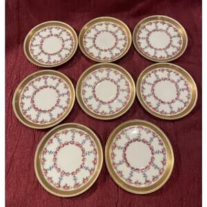 Vtg Cauldon England Gold Encrusted 2632- 8 Soup Liner/saucer/coasters 4 3/8